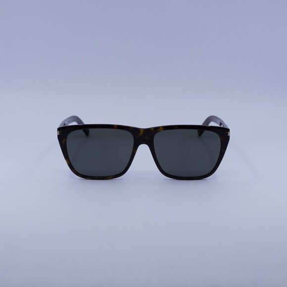 Saint Laurent SL431 SLIM 002 Sunglasses Havana Square Frame, Grey Lenses - Picture 3 of 11
